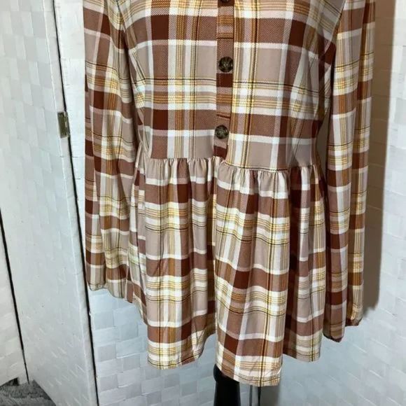 allison andrews multi color plaid blouse size Large fall winter Christmas Gift - Picture 6 of 8